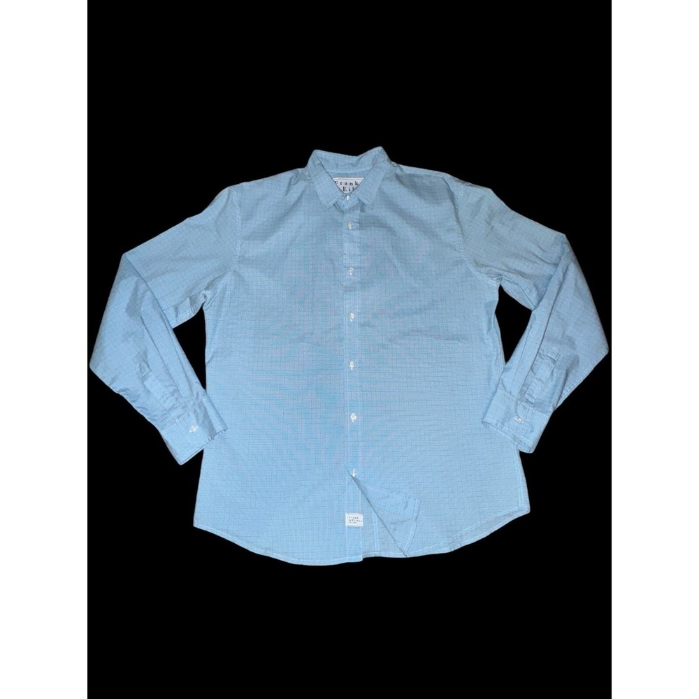 Frank & Eileen Button Up Mens Large Blue Check Italian Fabric Long Sleeve Shirt